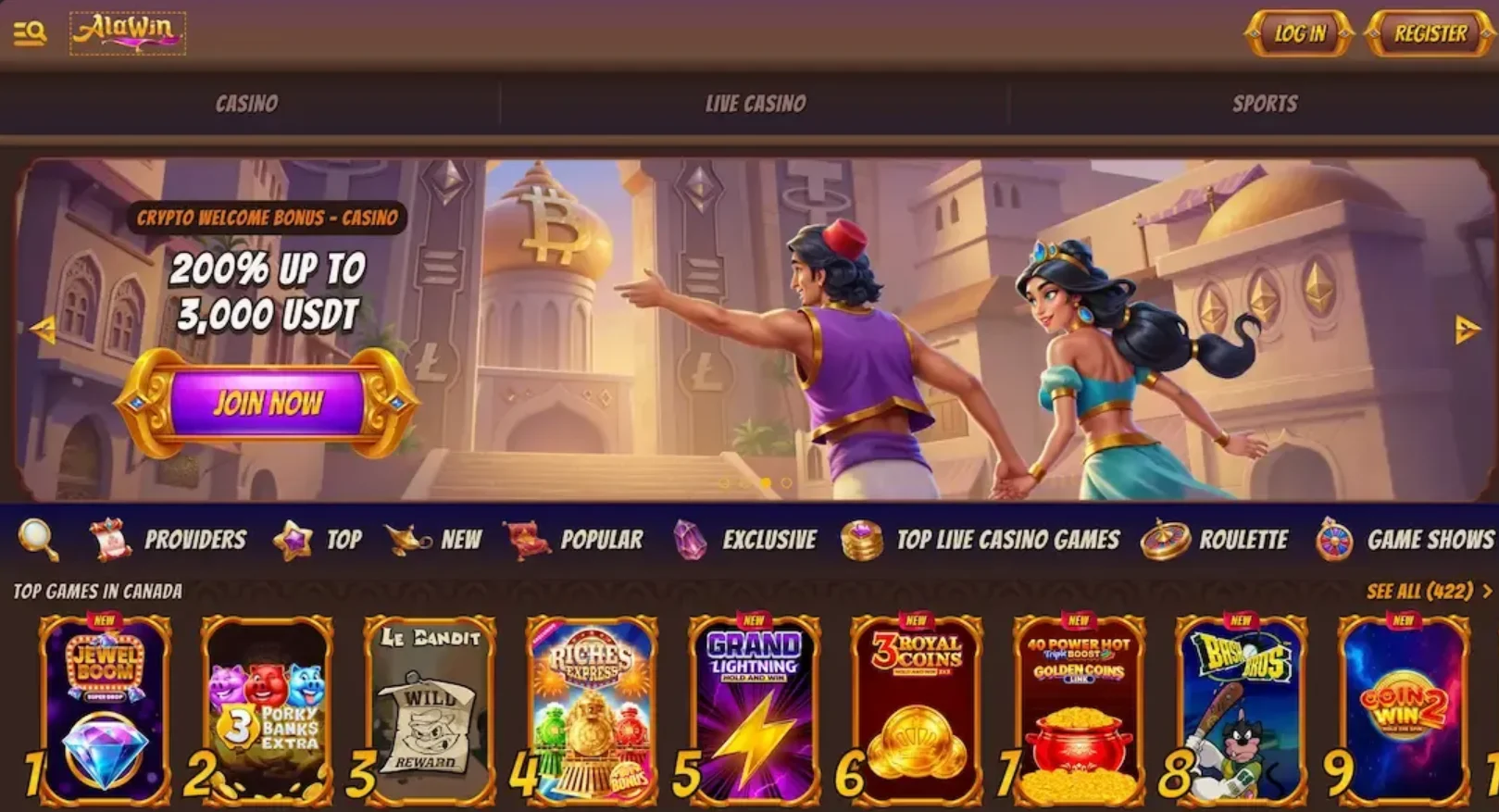 Alawin Casino Screen