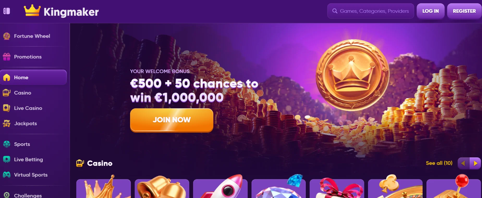 Kingmaker Casino Screen