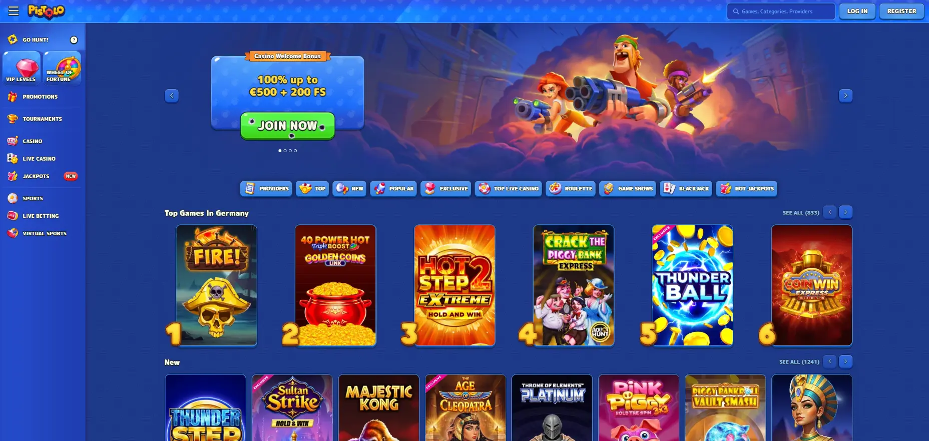 Pistolo Casino Screen