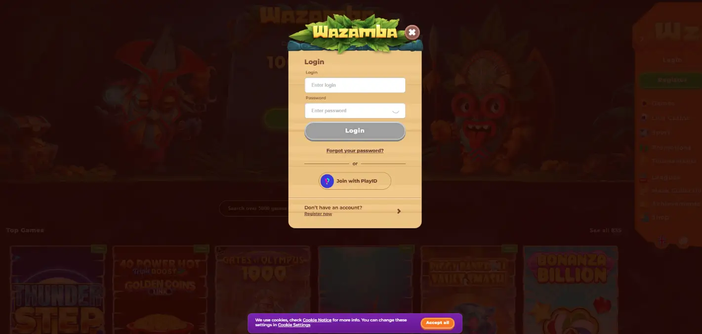 Wazamba Casino Screen